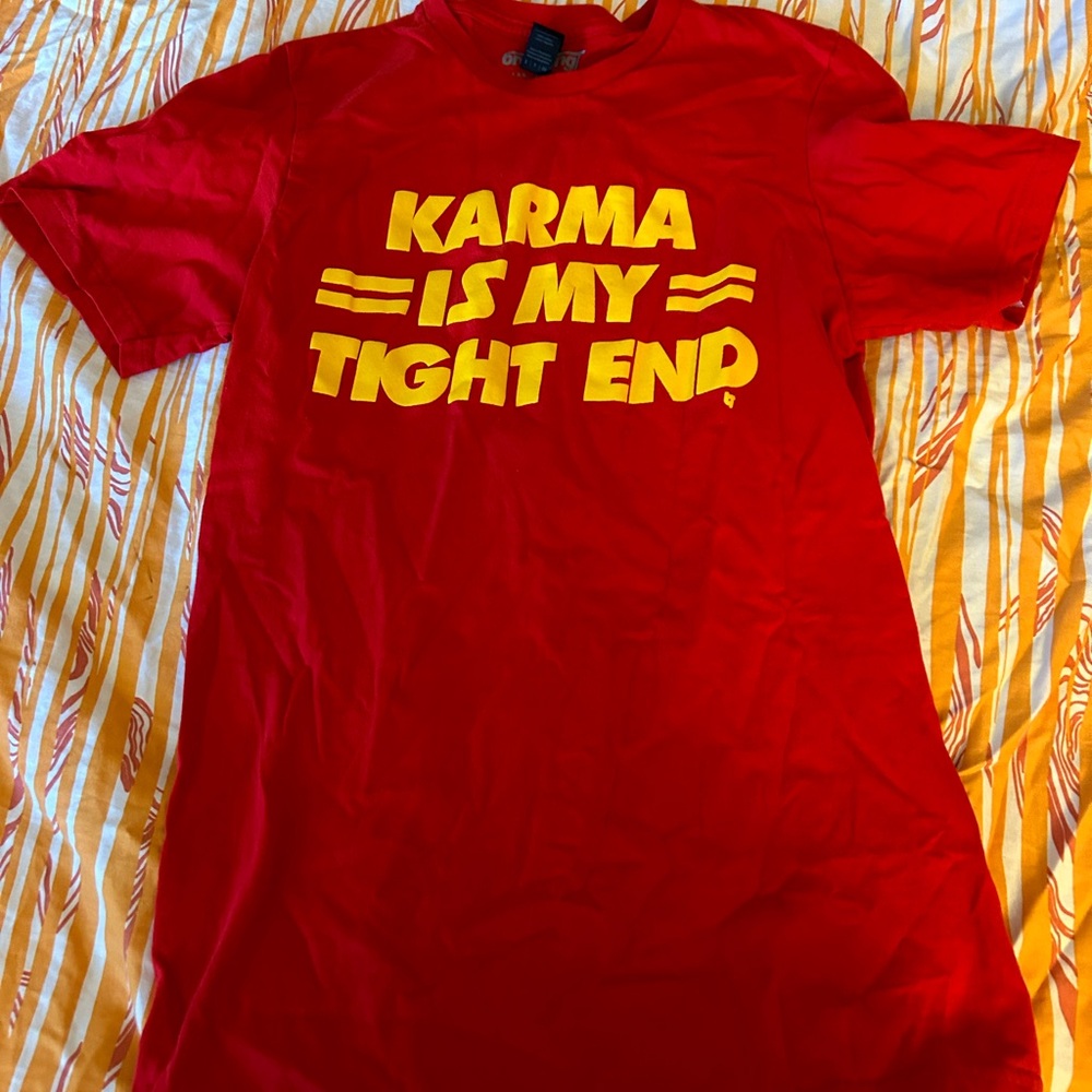 KC Chiefs/Taylor Swift “Karma is my Tight End” T-Shirt - Size “Women’s” Small